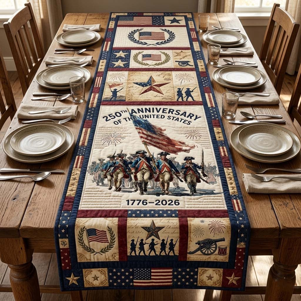 250th Anniversary Soldiers Raising the Flag Table Runner - Made to Order TABLE928