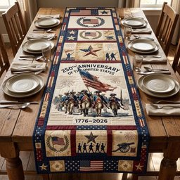 250th Anniversary Soldiers Raising the Flag Table Runner - Made to Order TABLE928