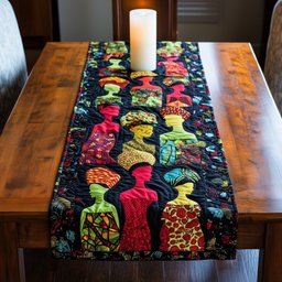 African Women in Patterned Dresses Table Runner - Made to Order TABLE928