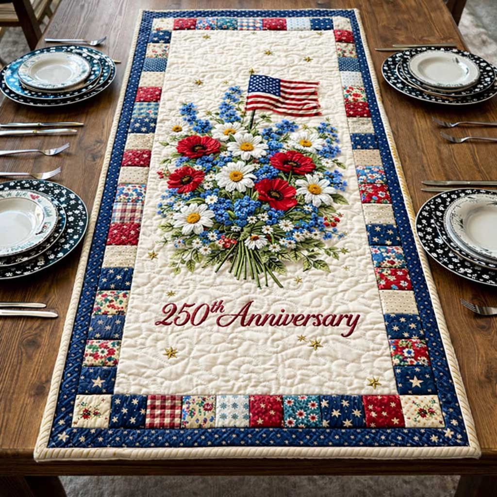 250th Anniversary Floral Bouquet Table Runner - Made to Order TABLE928