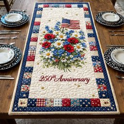250th Anniversary Floral Bouquet Table Runner - Made to Order TABLE928