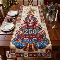 250 Anniversary Patriotic Christmas Tree Table Runner - Made to Order TABLE928
