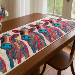 Abstract Cow Table Runner - Made to Order TABLE928