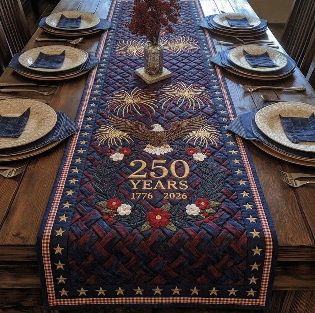 250 Years Fireworks on Navy Table Runner - Made to Order TABLE928