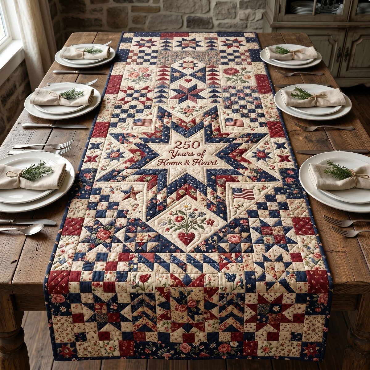 250 Years of Stars and Stripes Table Runner - Made to Order TABLE928