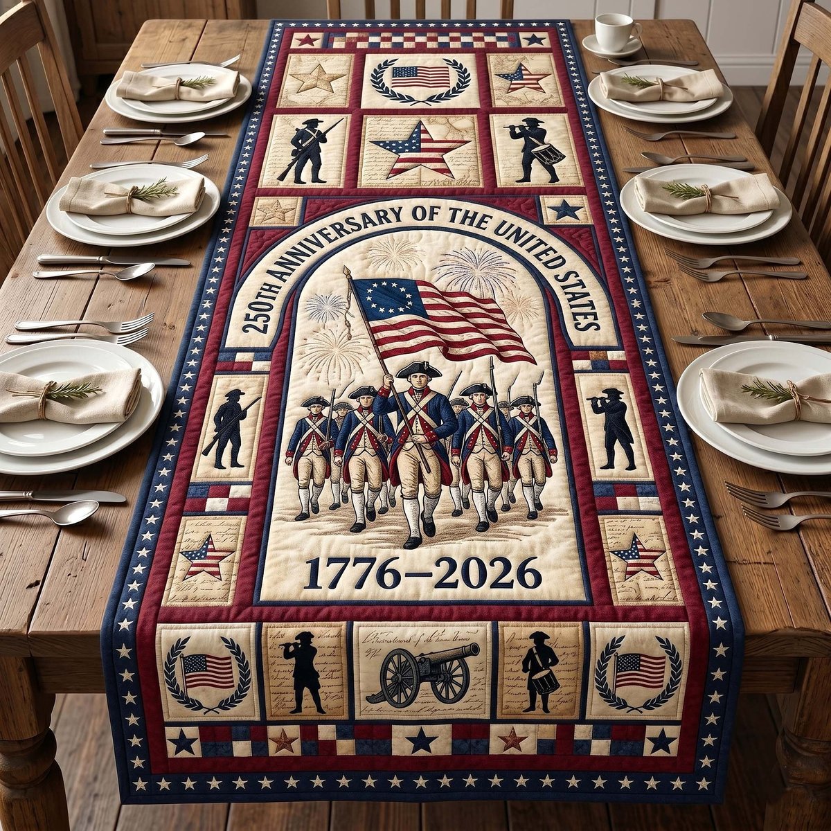 250th Anniversary Marching Soldiers Table Runner - Made to Order TABLE928
