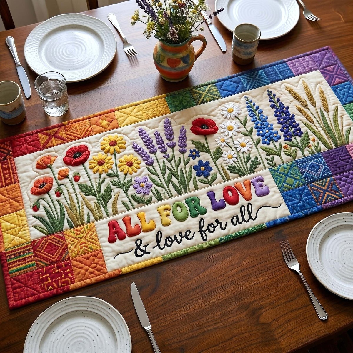 All for Love with Wildflowers Table Runner - Made to Order TABLE928