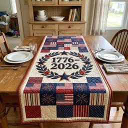 1776 to 2026 Laurel Wreath Table Runner - Made to Order TABLE928
