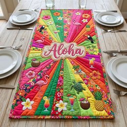 Aloha on Pink Sunburst Table Runner - Made to Order TABLE928