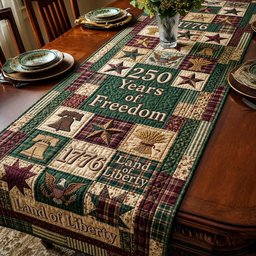250 Years of Freedom on Green Table Runner - Made to Order TABLE928