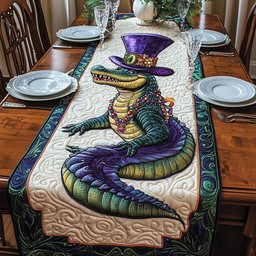 Alligator in Jeweled Top Hat Table Runner - Made to Order TABLE928