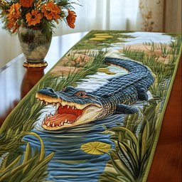 Alligator in Water Table Runner - Made to Order TABLE928