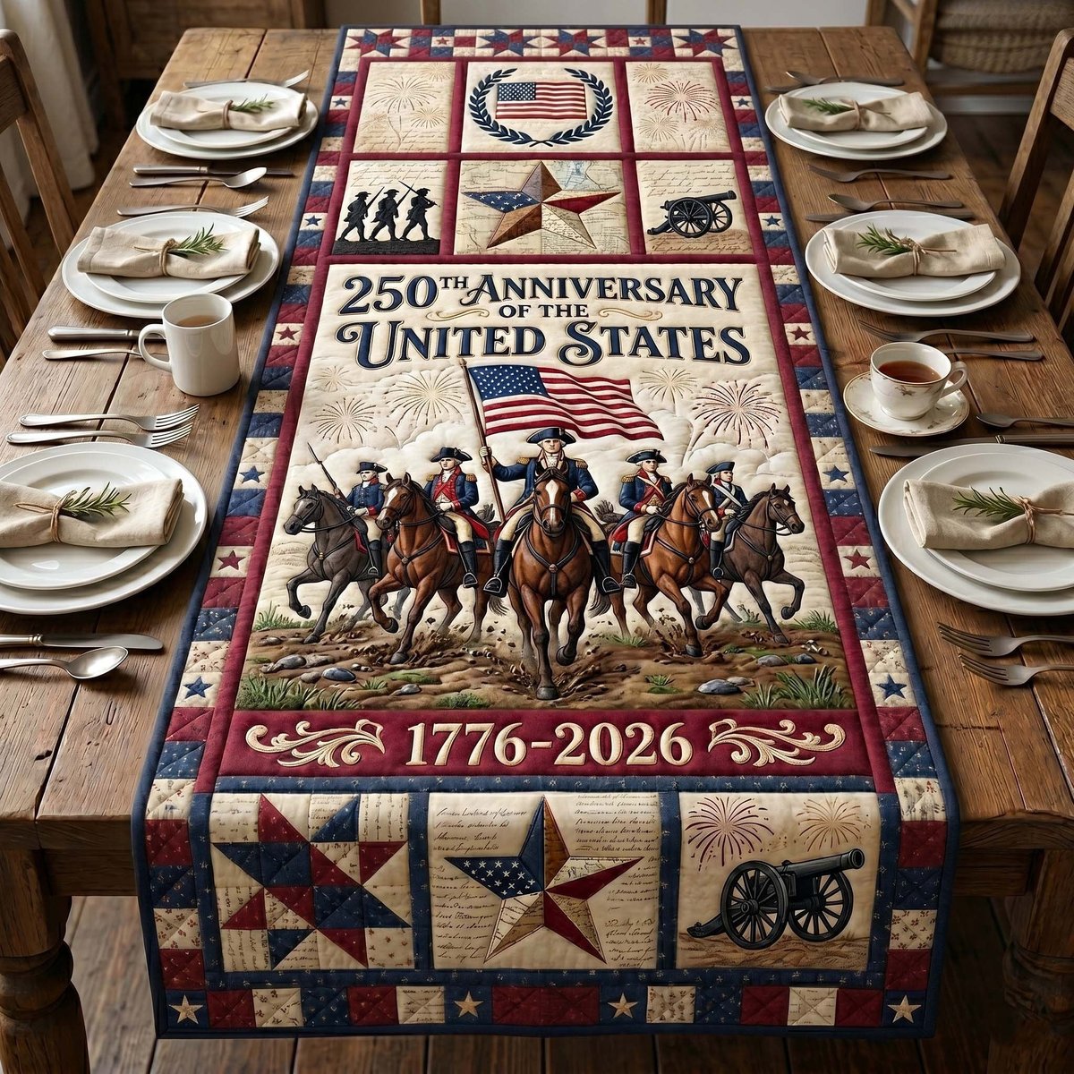 250th Anniversary Cavalry Riders Table Runner - Made to Order TABLE928