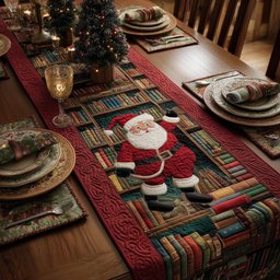 Santa on Red and Green Blocks Table Runner - Made to Order TABLE928