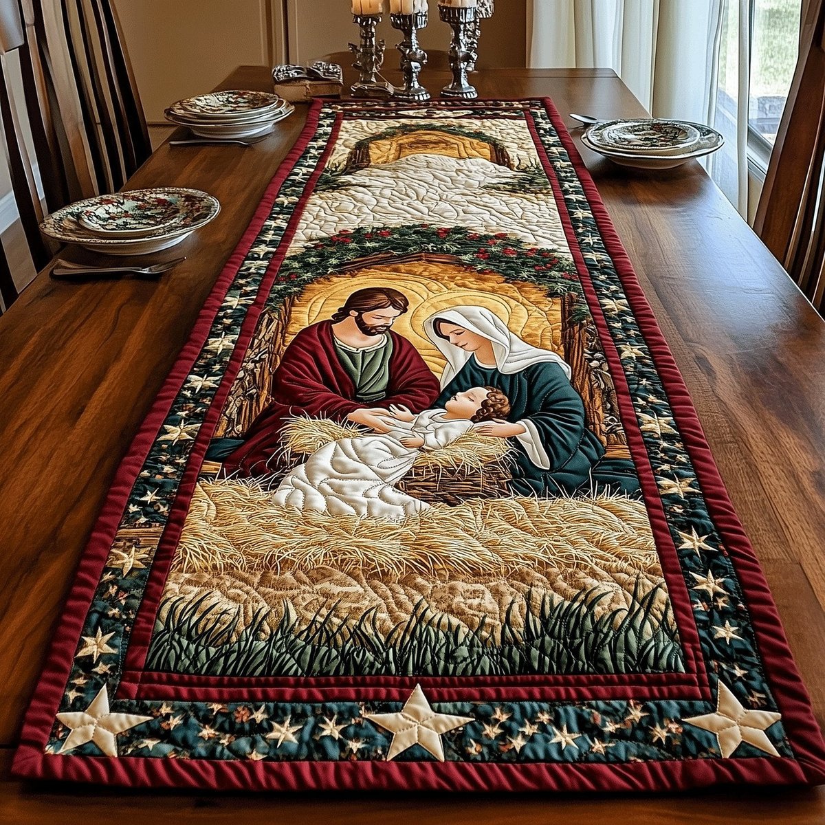 Sacred Nativity Scene Table Runner - Made to Order TABLE928