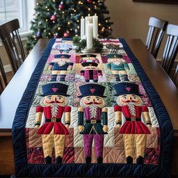 Nutcrackers with Teal and Red Coats Table Runner - Made to Order TABLE928