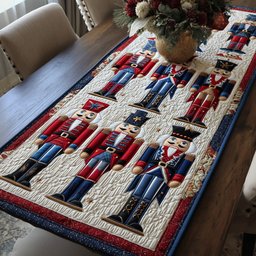 Red and Blue Nutcrackers on White Table Runner - Made to Order TABLE928