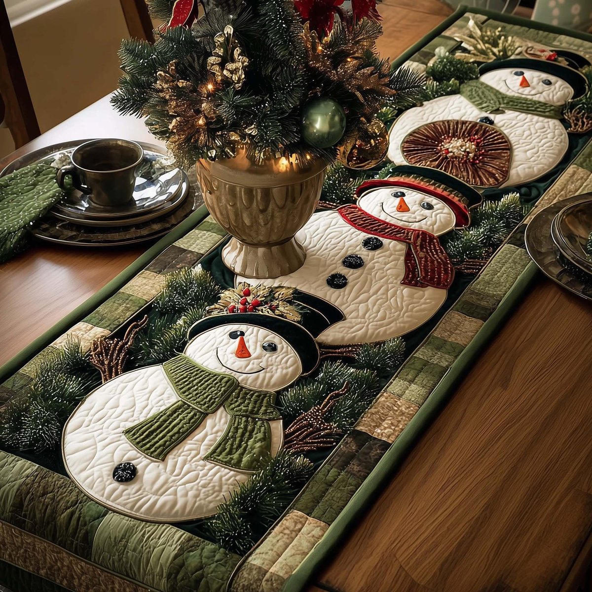 Snowman in Top Hat and Scarf Table Runner - Made to Order TABLE928