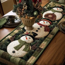 Snowman in Top Hat and Scarf Table Runner - Made to Order TABLE928