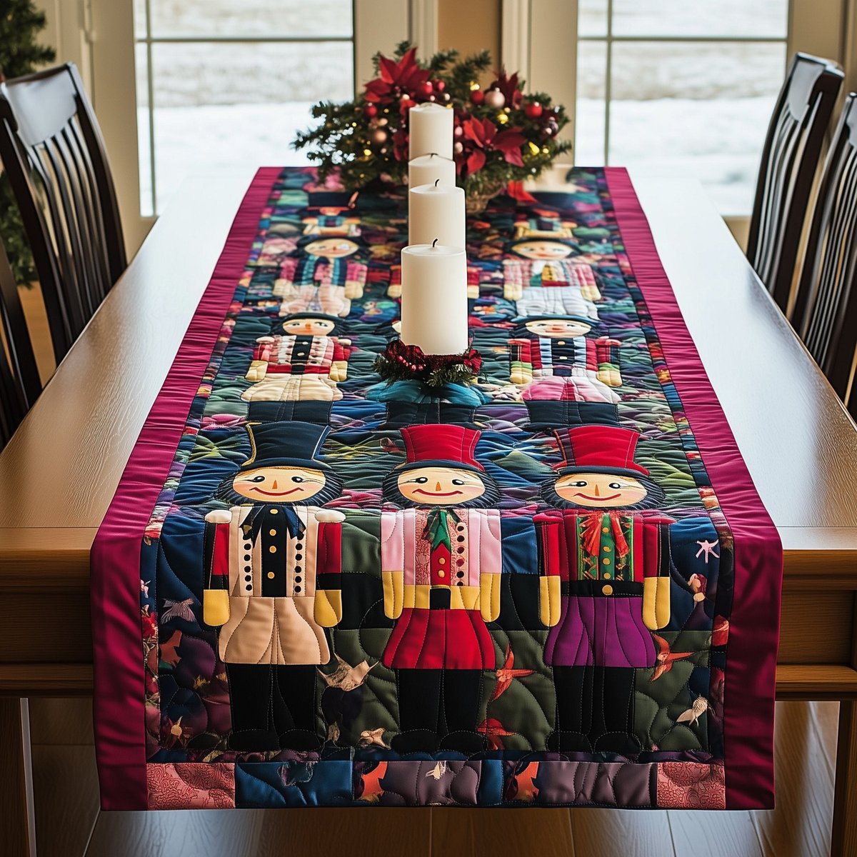 Nutcrackers in Tall Black Hats Table Runner - Made to Order TABLE928