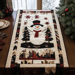 Snowman in Top Hat with Stars Table Runner - Made to Order TABLE928