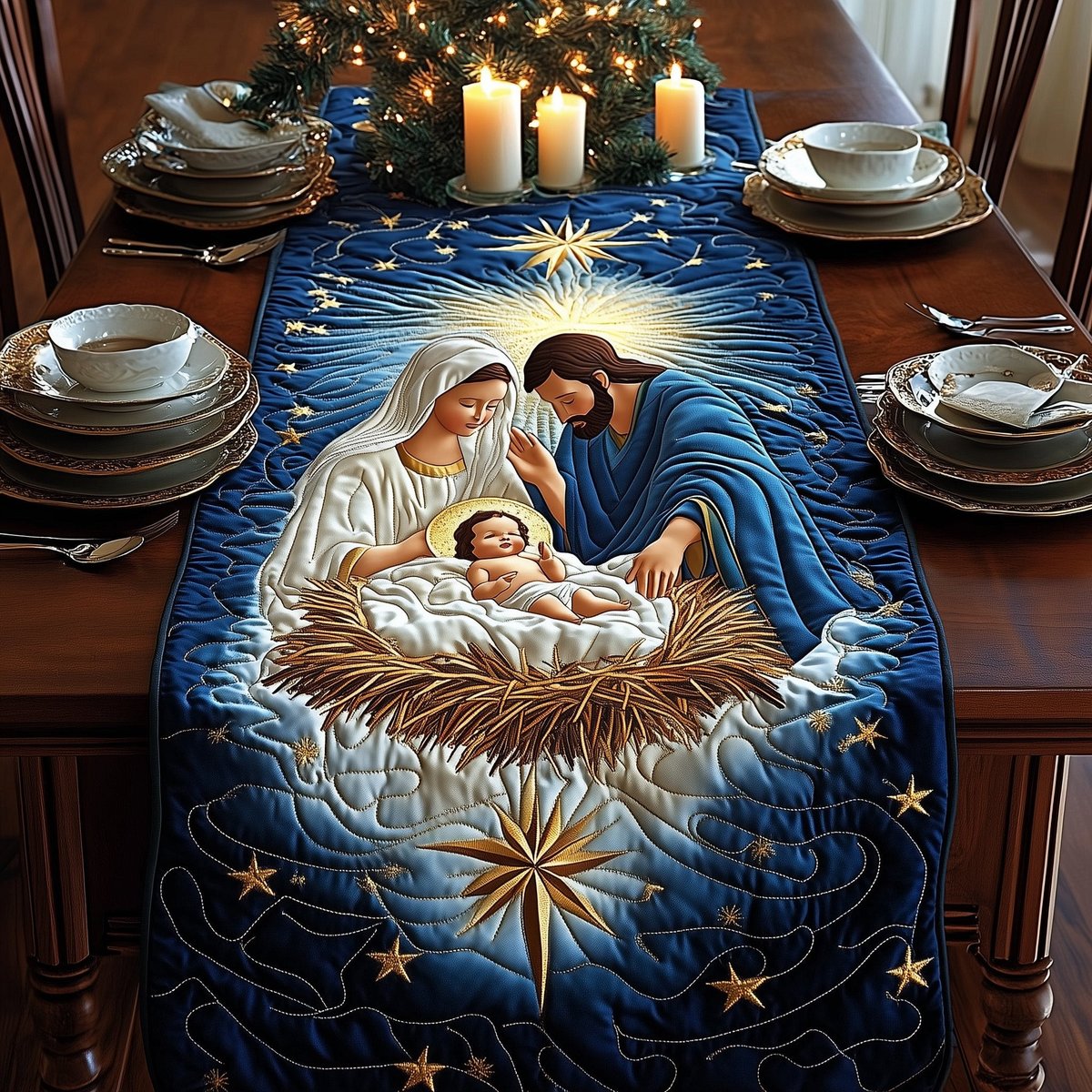 Nativity Under a Bright Star Table Runner - Made to Order TABLE928