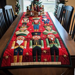 Large Nutcrackers on Red Panel Table Runner - Made to Order TABLE928