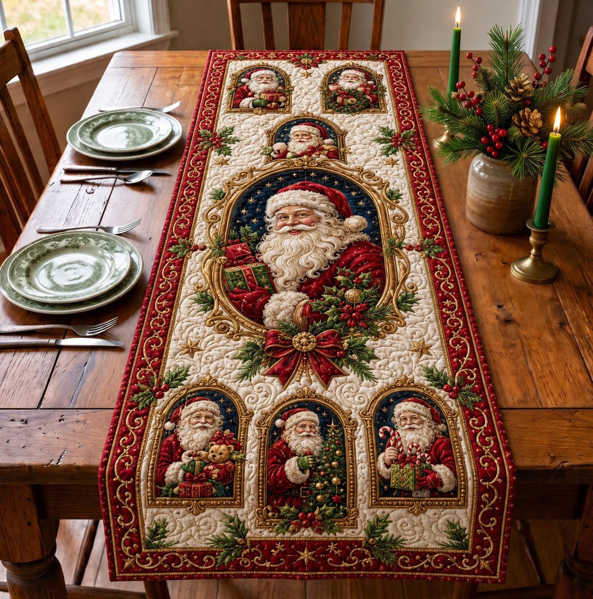 Santa Portrait Collection Table Runner - Made to Order TABLE928