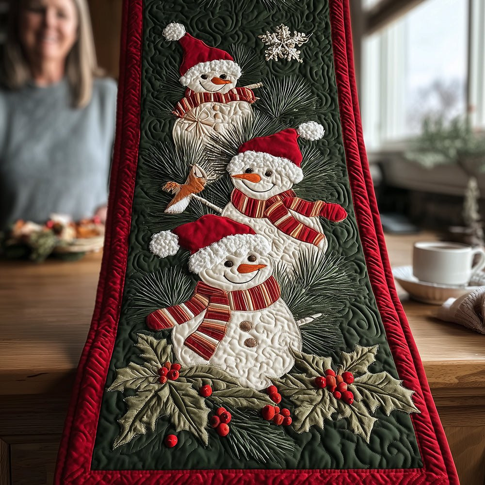 Snowman Trio Cheer Table Runner - Made to Order TABLE928