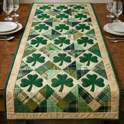 Shamrocks on Green Plaid Patchwork Table Runner - Made to Order TABLE928