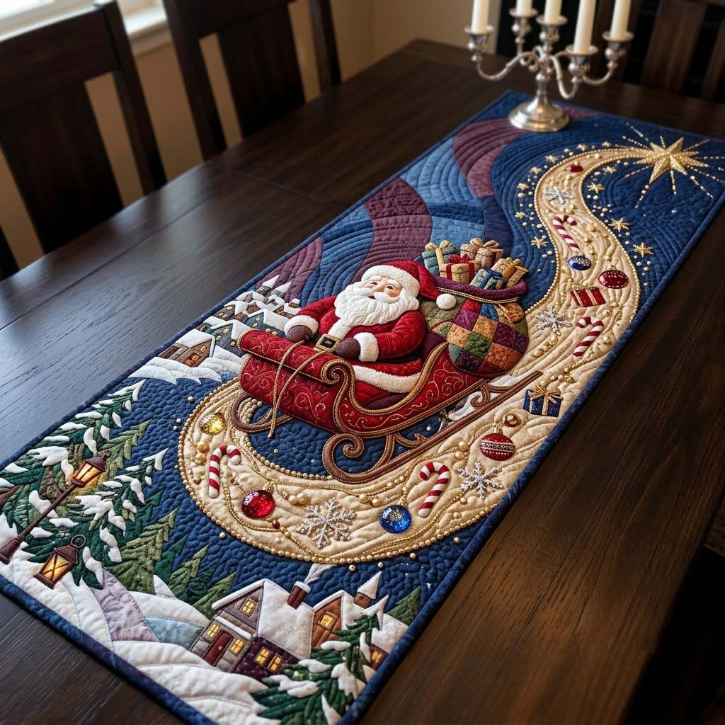 Santa Sleigh Journey Table Runner - Made to Order TABLE928