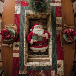 Santa with a Green Book Table Runner - Made to Order TABLE928