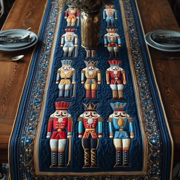 Nutcrackers on Blue Quilting Table Runner - Made to Order TABLE928