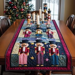 Nutcrackers on Pink Star Border Table Runner - Made to Order TABLE928