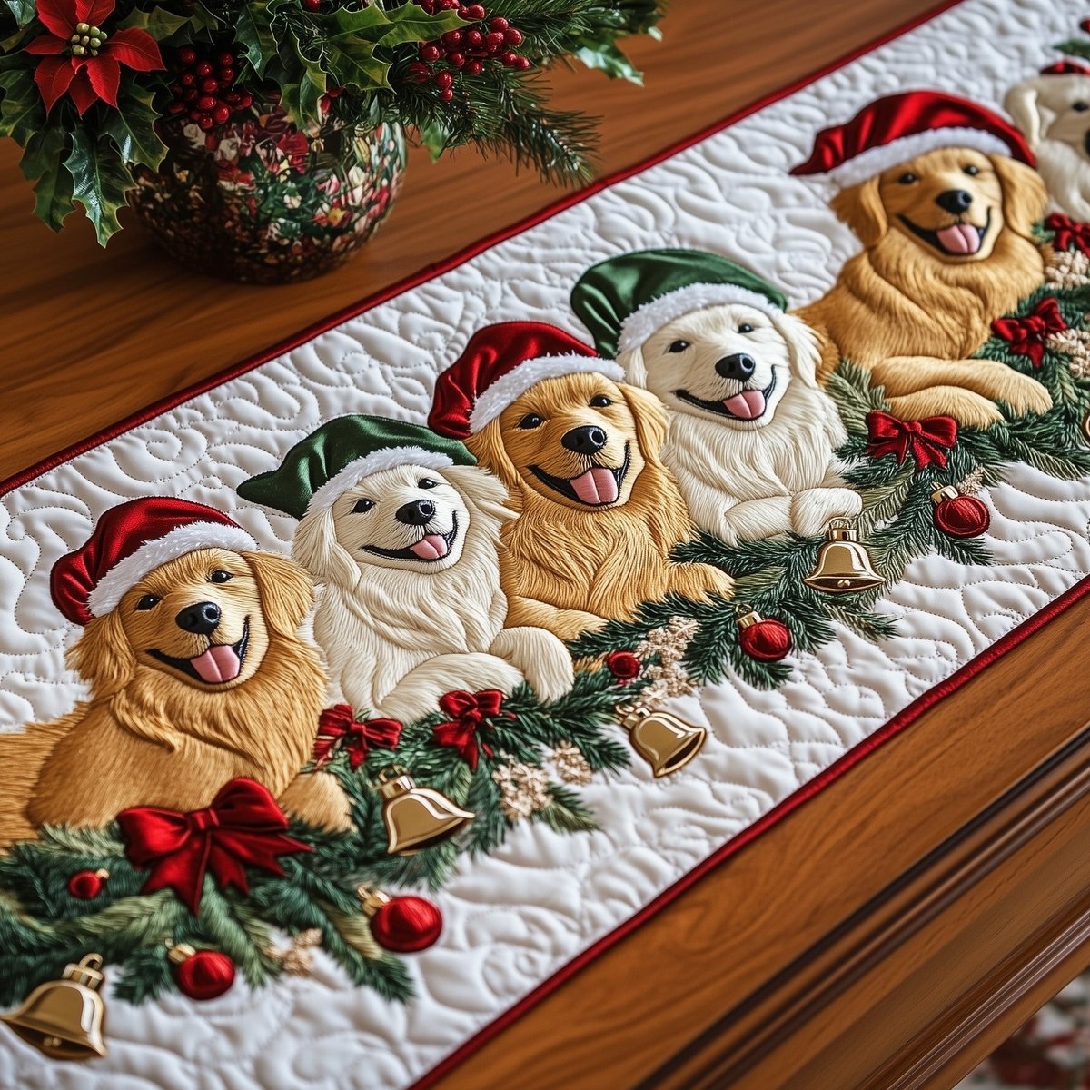 Jolly Golden Retriever Table Runner - Made to Order TABLE928