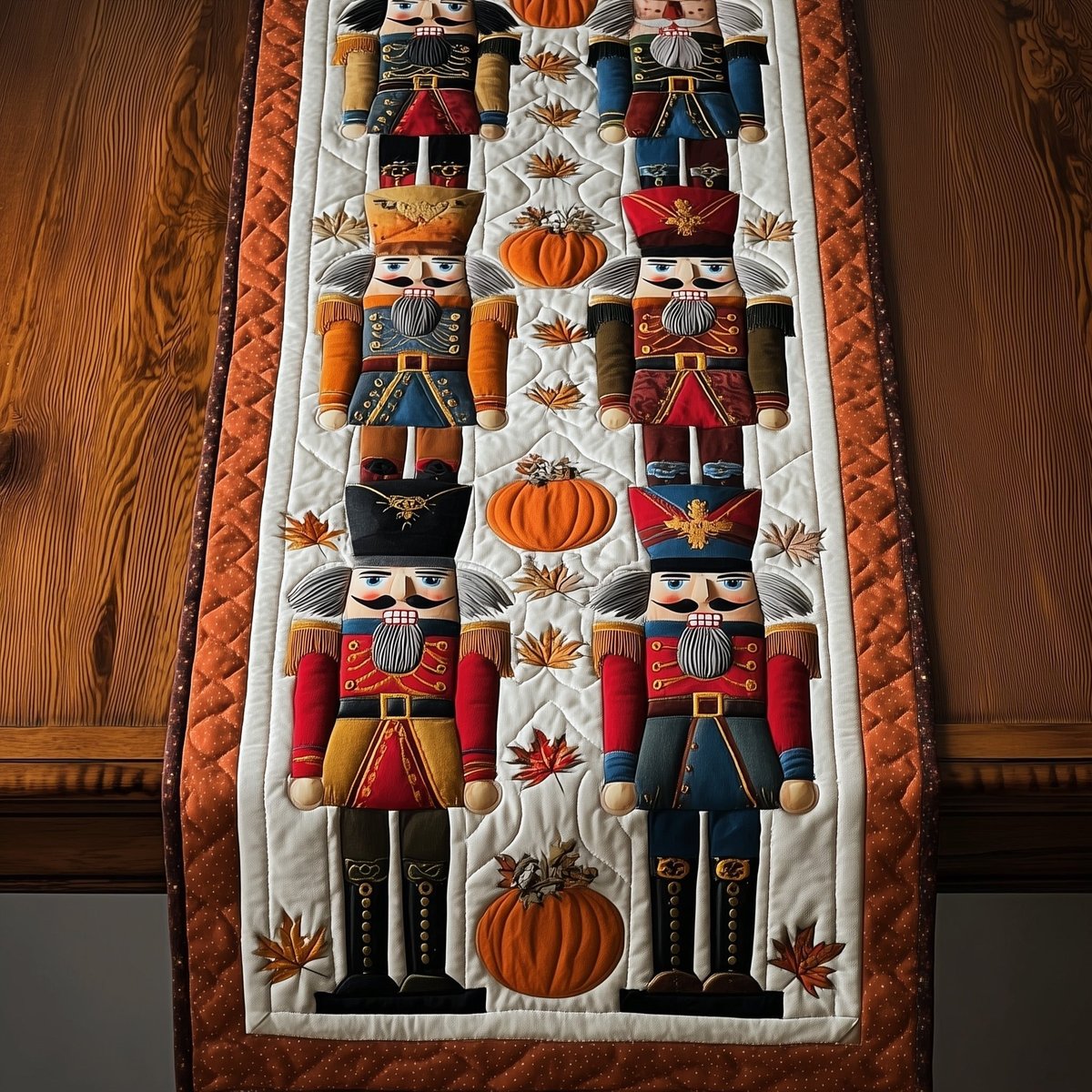 Nutcrackers with Autumn Pumpkins Table Runner - Made to Order TABLE928
