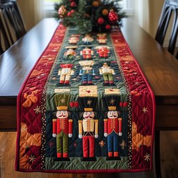 Nutcrackers on Green with Gold Stars Table Runner - Made to Order TABLE928