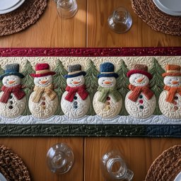 Snowmen with Top Hats and Scarves Table Runner - Made to Order TABLE928
