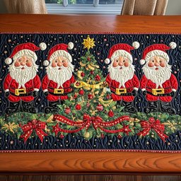 Santa Merry Tree Trail Table Runner - Made to Order TABLE928
