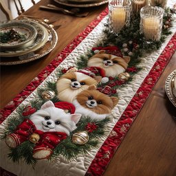 Santa Poms Table Runner - Made to Order TABLE928