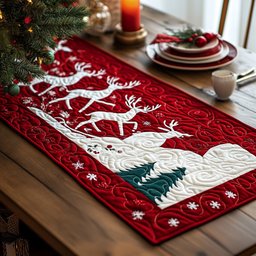Snow Reindeer Table Runner - Made to Order TABLE928