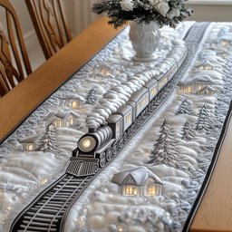 Pale Train Past a Glowing Cottage Table Runner - Made to Order TABLE928