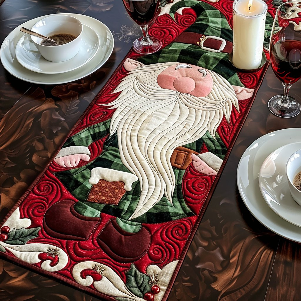Santa Gnome with Long White Beard Table Runner - Made to Order TABLE928