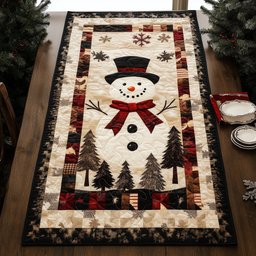 Snowman with Red Checked Scarf Table Runner - Made to Order TABLE928