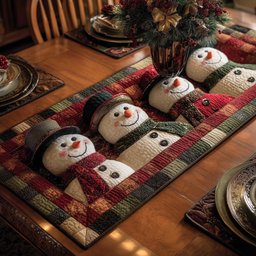 Snowmen with Red Plaid Border Table Runner - Made to Order TABLE928