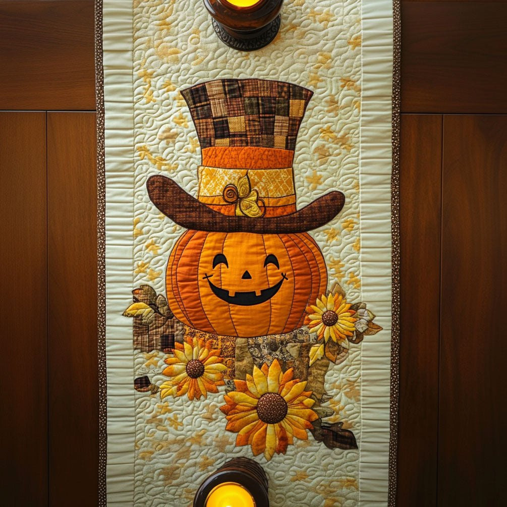 Pumpkin Scarecrow with Sunflowers Table Runner - Made to Order TABLE928
