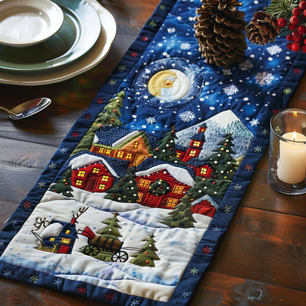 Moonlit Christmas Village Table Runner - Made to Order TABLE928