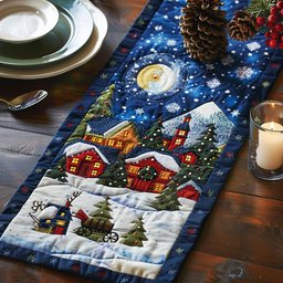 Moonlit Christmas Village Table Runner - Made to Order TABLE928