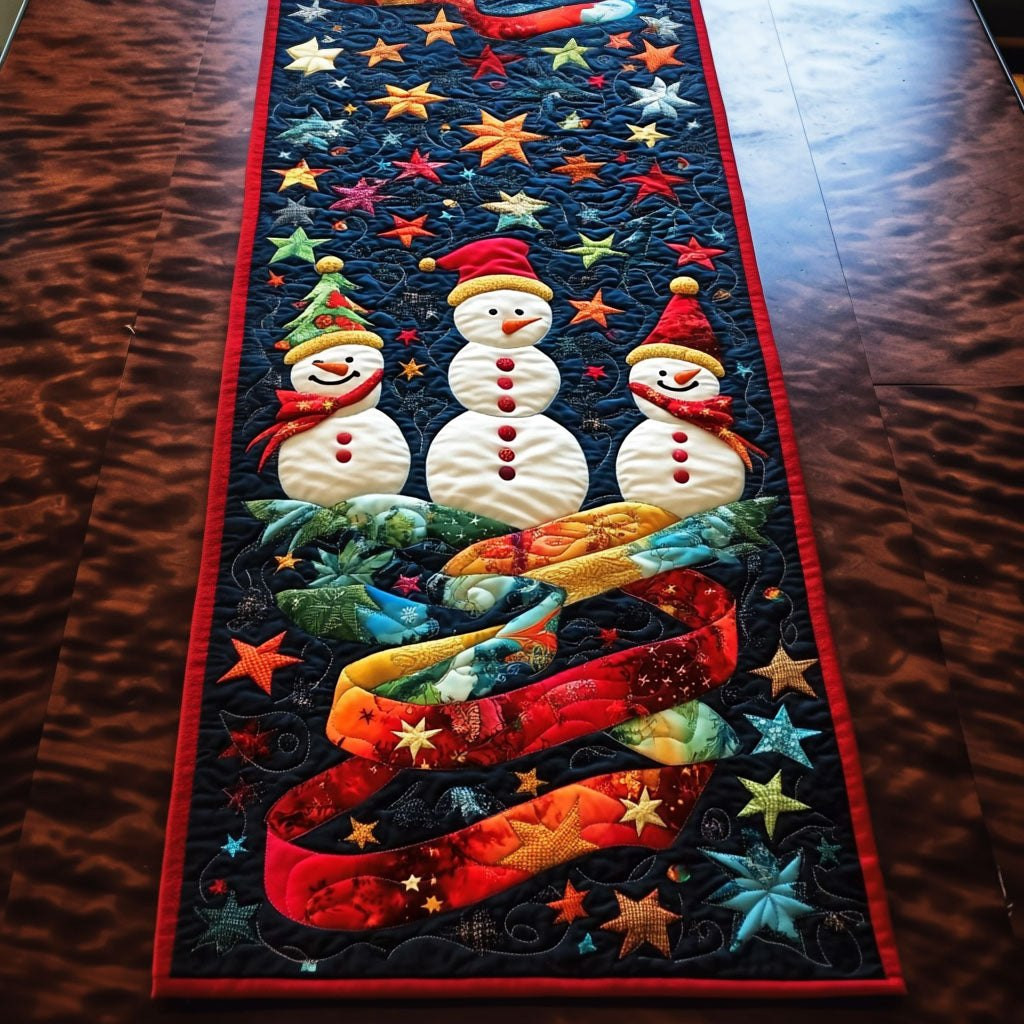 Snowmen with a Rainbow Scarf Table Runner - Made to Order TABLE928