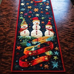 Snowmen with a Rainbow Scarf Table Runner - Made to Order TABLE928